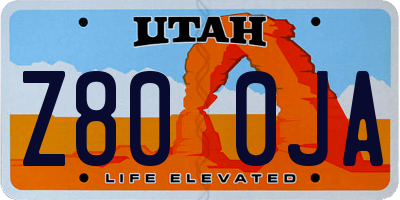 UT license plate Z800JA