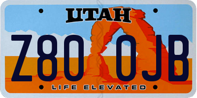 UT license plate Z800JB