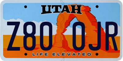 UT license plate Z800JR