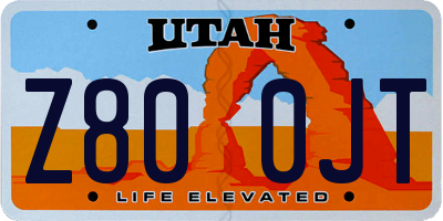 UT license plate Z800JT