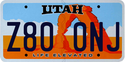 UT license plate Z800NJ