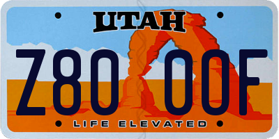 UT license plate Z800OF