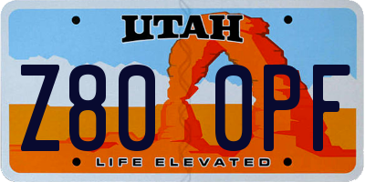 UT license plate Z800PF
