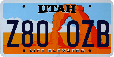 UT license plate Z800ZB