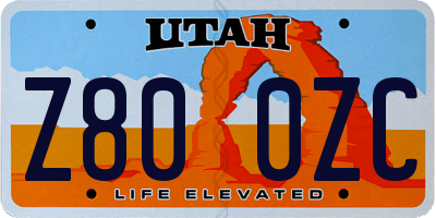UT license plate Z800ZC