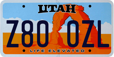 UT license plate Z800ZL