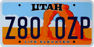 UT license plate Z800ZP