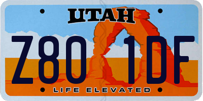 UT license plate Z801DF
