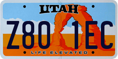UT license plate Z801EC