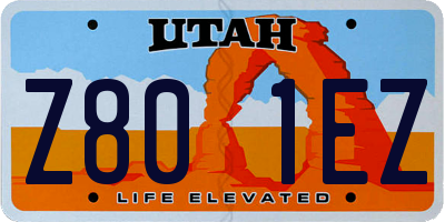 UT license plate Z801EZ