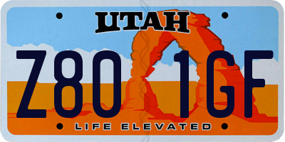 UT license plate Z801GF