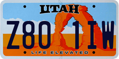 UT license plate Z801IW