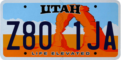 UT license plate Z801JA