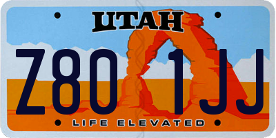 UT license plate Z801JJ