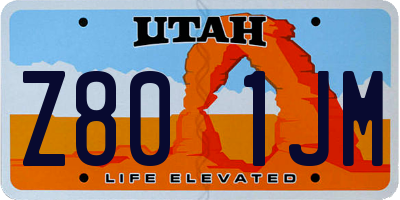 UT license plate Z801JM
