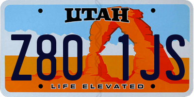 UT license plate Z801JS