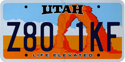 UT license plate Z801KF
