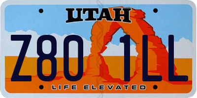 UT license plate Z801LL