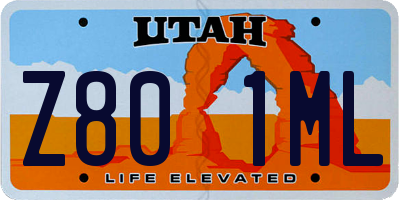 UT license plate Z801ML