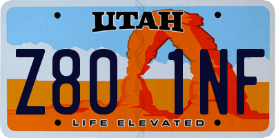 UT license plate Z801NF