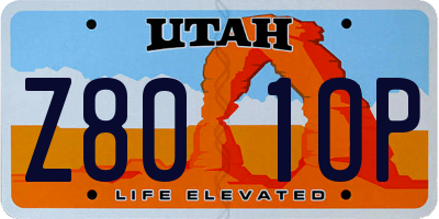 UT license plate Z801OP