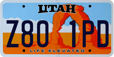 UT license plate Z801PD