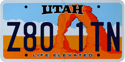 UT license plate Z801TN