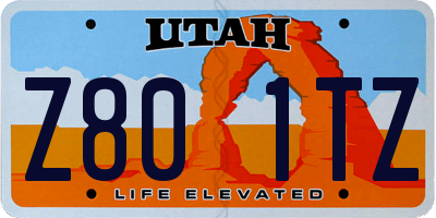 UT license plate Z801TZ