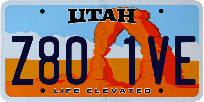 UT license plate Z801VE