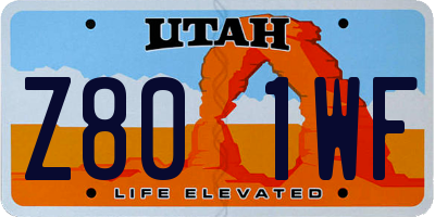 UT license plate Z801WF