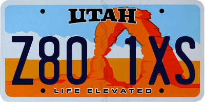 UT license plate Z801XS
