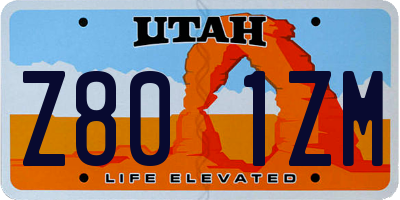 UT license plate Z801ZM