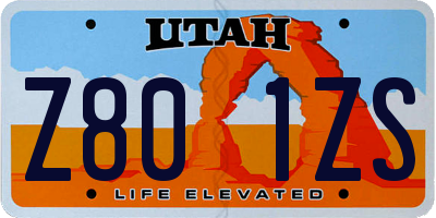 UT license plate Z801ZS