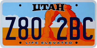UT license plate Z802BC