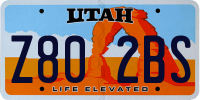 UT license plate Z802BS
