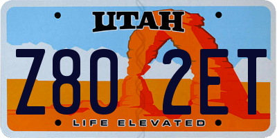 UT license plate Z802ET
