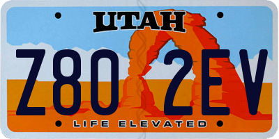 UT license plate Z802EV
