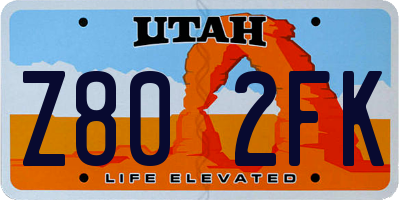 UT license plate Z802FK