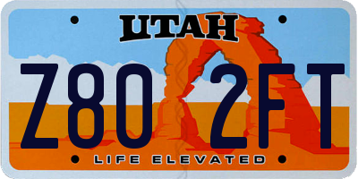 UT license plate Z802FT