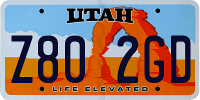 UT license plate Z802GD