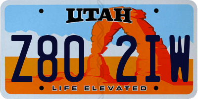 UT license plate Z802IW