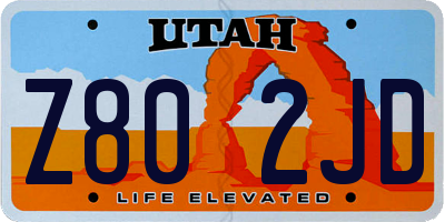 UT license plate Z802JD