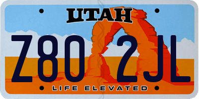 UT license plate Z802JL