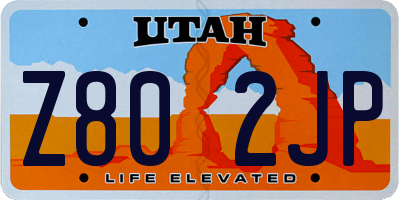 UT license plate Z802JP