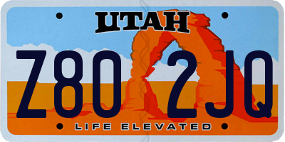UT license plate Z802JQ