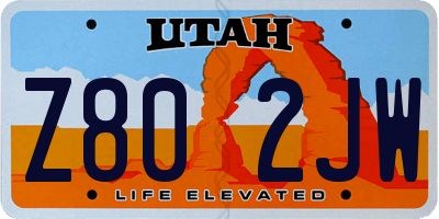 UT license plate Z802JW