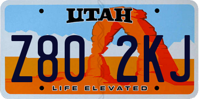 UT license plate Z802KJ