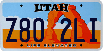 UT license plate Z802LI