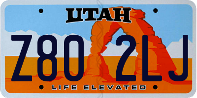 UT license plate Z802LJ