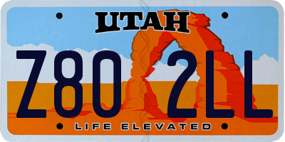 UT license plate Z802LL